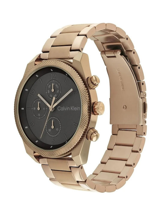 Calvin Klein Uhr Chronograph Batterie mit Gold Metallarmband