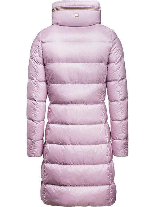 Lang Damen Puffer Jacke für Winter Lila