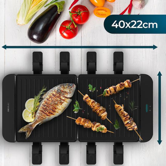 Cecotec Cheese&grill 16000 Inox Black Tabletop Electric Grill Raclette Grill 1400W Inox with Adjustable Thermostat 40cmx22cmcm
