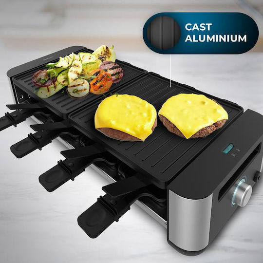 Cecotec Cheese&grill 16000 Inox Black Tabletop Electric Grill Raclette Grill 1400W Inox with Adjustable Thermostat 40cmx22cmcm