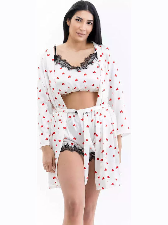 Lafagot Winter Women's Robe with Pyjama White