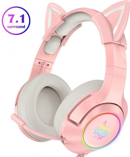 Onikuma K9 USB Over Ear Gaming Headset με σύνδεση USB Ροζ