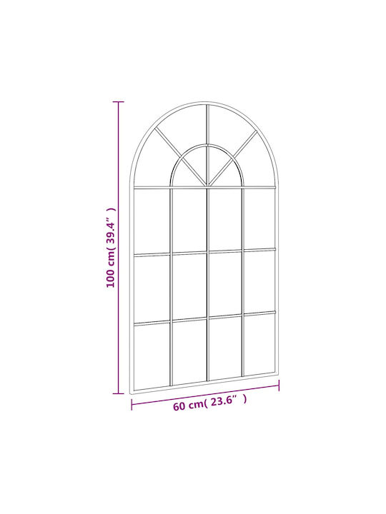 vidaXL Wandspiegel mit Schwarz Metallisch Rahmen 100x60cm 1Stück