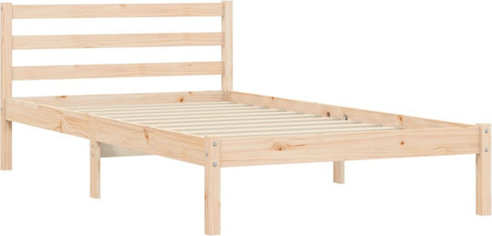 Bed Single Upholstered with Fabric Masif Pine with Slats for Mattress 75x190cm