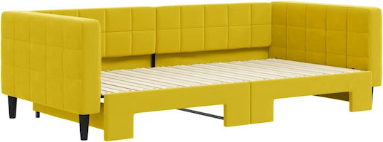 Sofa Bed Single Upholstered with Fabric Yellow with Slats for Mattress 100x200cm
