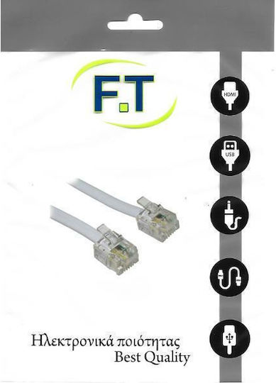 FT Electronics Flat Τηλεφωνικό Καλώδιο RJ11 6P4C 5m Λευκό (FTT16-303)