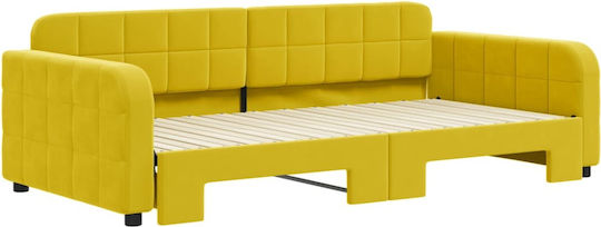 Sofa Bed Single Upholstered with Fabric Yellow with Slats for Mattress 100x200cm