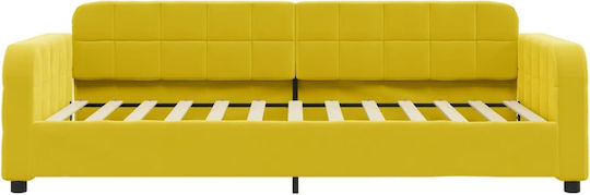 Sofa Bed Single Upholstered with Fabric Yellow with Slats for Mattress 100x200cm