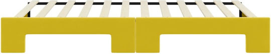 Sofa Bed Single Upholstered with Fabric Yellow with Slats for Mattress 100x200cm