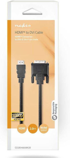 Nedis Cable DVI-D male - HDMI male 2m Μαύρο (CCGB34800BK20)