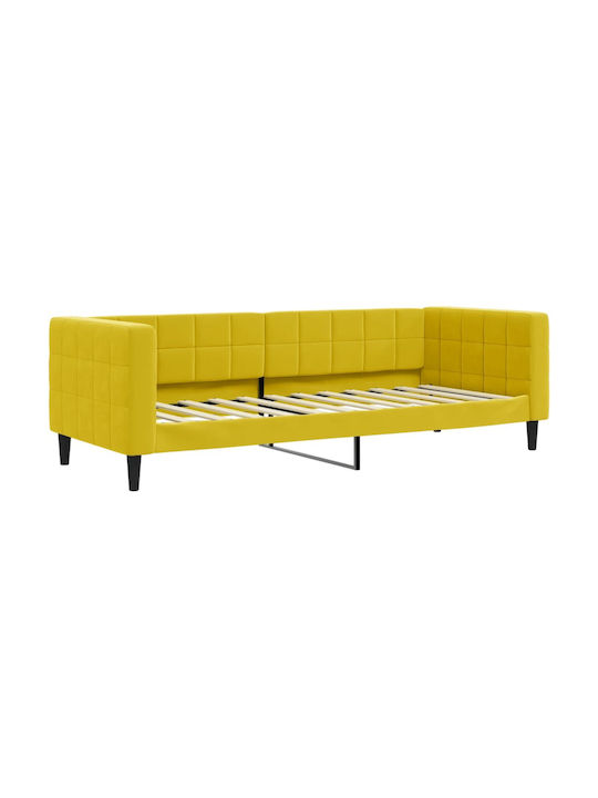 Sofa Bett Einzelbett Mit Stoff bezogen Yellow mit Latten & Matratze 80x200cm