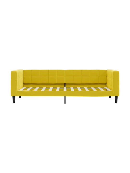 Sofa Bett Einzelbett Mit Stoff bezogen Yellow mit Latten & Matratze 80x200cm