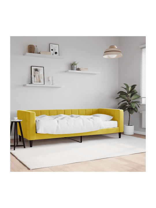 Sofa Bett Einzelbett Mit Stoff bezogen Yellow mit Latten & Matratze 80x200cm