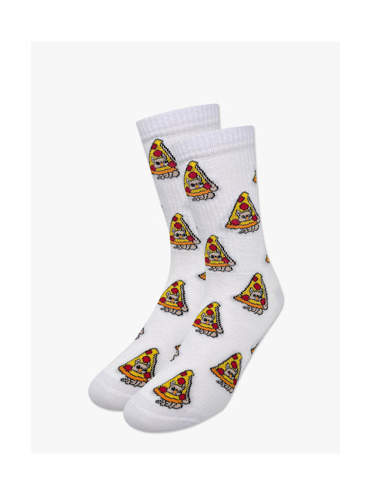 Axidwear Pizza Dog Socks White