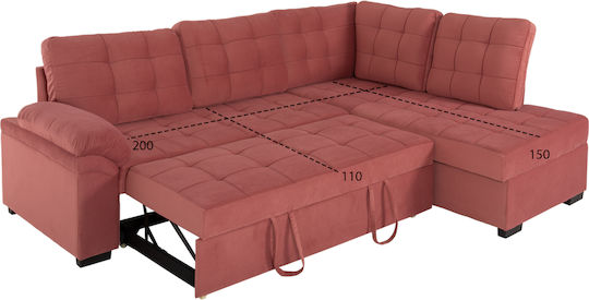 Jade Ecksofa Schlafcouch mit Rechte Ecke Samt Sapio Apfel 200x110x88cm