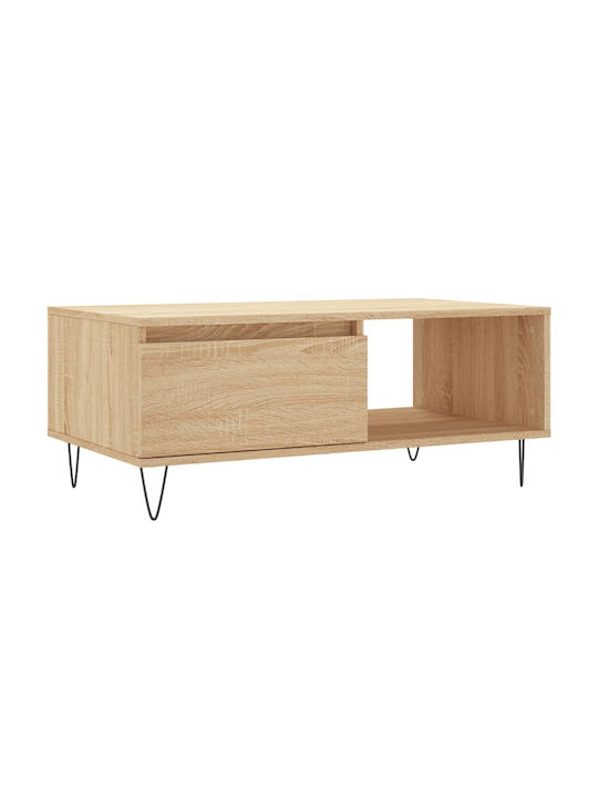 Rectangular Wooden Coffee Table Sonoma Δρυς L90xW50xH36.5cm