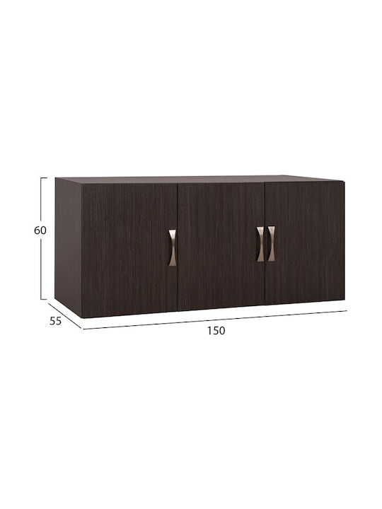 Freebox Rectangular Loft Closet made of Particleboard Zebrano 150x55cm FB9385.01 1pcs