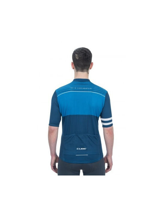 CUBE Men's Short Sleeves Cycling Jersey Blue