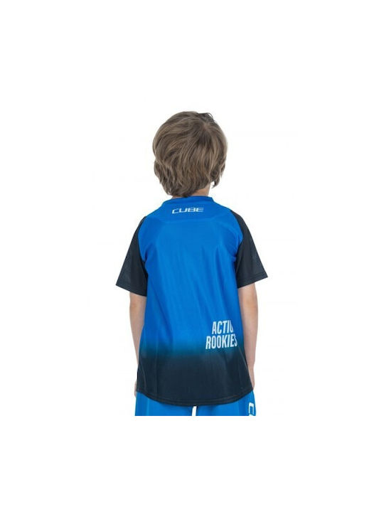CUBE Kinder Kurze Ärmel Fahrradtrikot Berg Blau