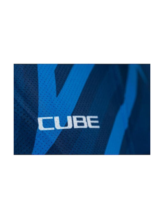 CUBE ATX Full Zip CMPT Ανδρική Κοντομάνικη Μπλούζα Ποδηλασίας Μπλε