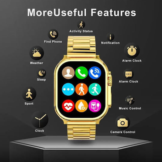 M9 Ultra Max Smartwatch with Heart Rate Monitor (Gold)