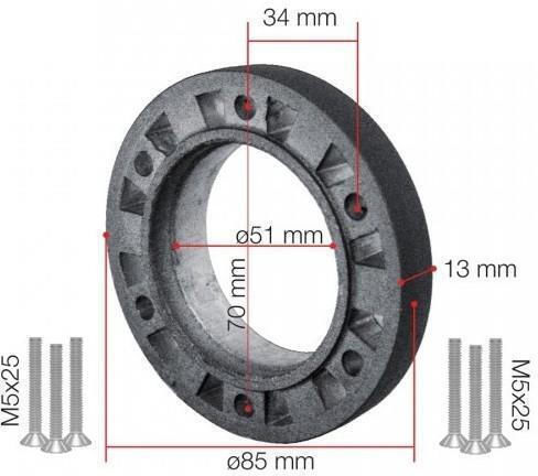 Simoni Racing Steering Cone Αποστάτης Ύψους για 6τρυπους Κώνους Τιμονιού Διαμέτρου 85mm Πάχους 13mm με 6 Βίδες Στερέωσης M5x25