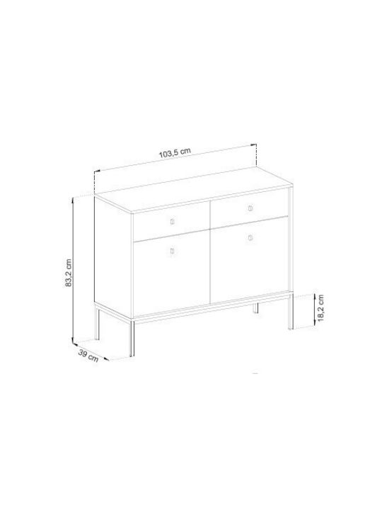 Sideboard Mono Wooden with Drawers Beige 103x39x83cm