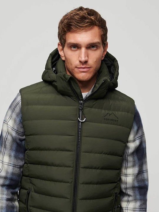 Superdry Αμάνικο Ανδρικό Μπουφάν Puffer Πράσινο