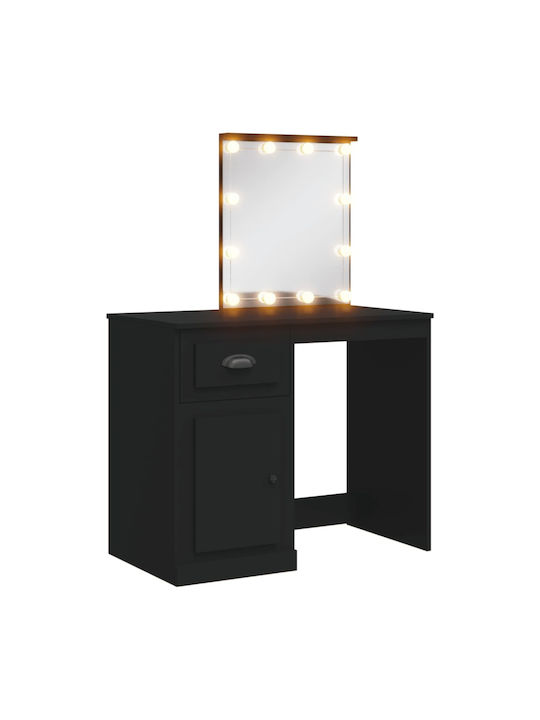 Wooden Makeup Dressing Table Black with Mirror 90x42x132.5cm