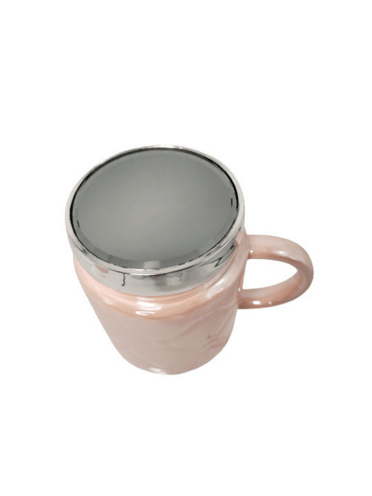 Spacecow Tasse Keramik mit Deckel Rosa 410ml 1Stück