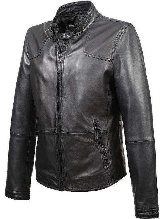 Sette David Men's Winter Leather Jacket Black