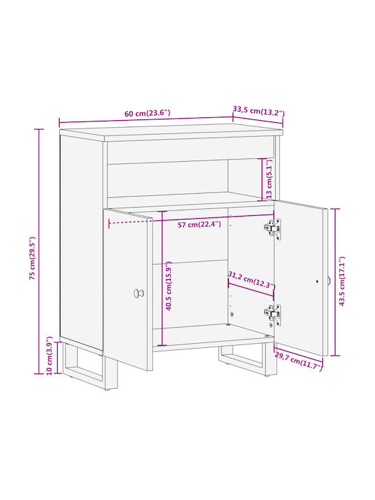 Мебели за съхранение Кафяво/черно 60x33.5x75см
