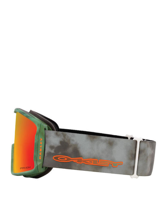 Oakley Line Miner Ски & Сноуборд Маска Детска Сив с Леща Огледален в Цвят Червен