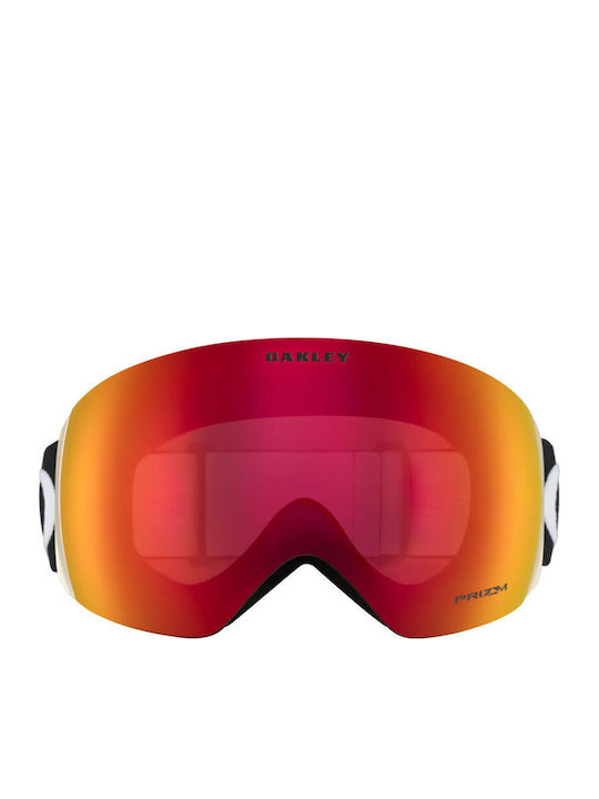 Oakley Flight Deck Prizm Mască de Schi și Snowboard pentru Adulți Neagră cu Lentilă Oglindă Roșie