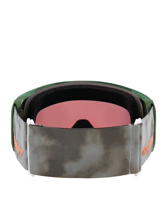 Oakley Line Miner Ски & Сноуборд Маска Детска Сив с Леща Огледален в Цвят Червен