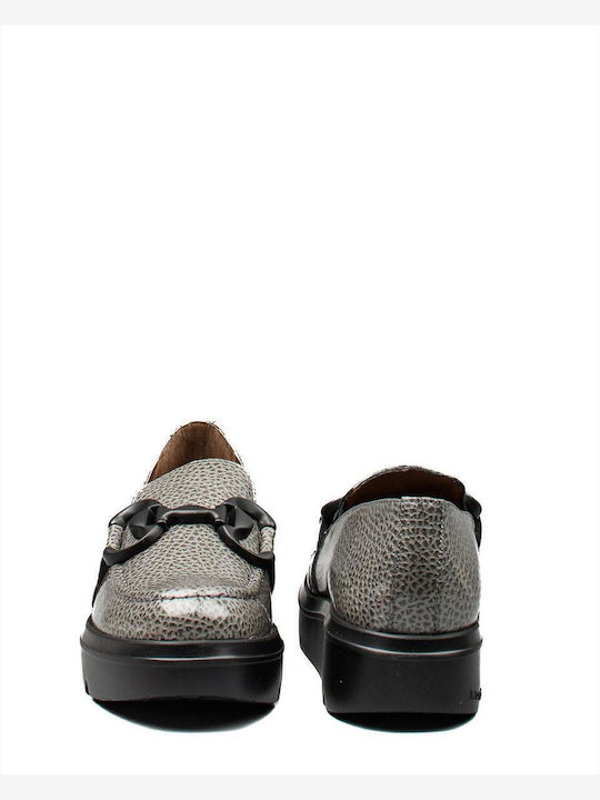 Δερμάτινα Γυναικεία Loafers σε Γκρι Χρώμα