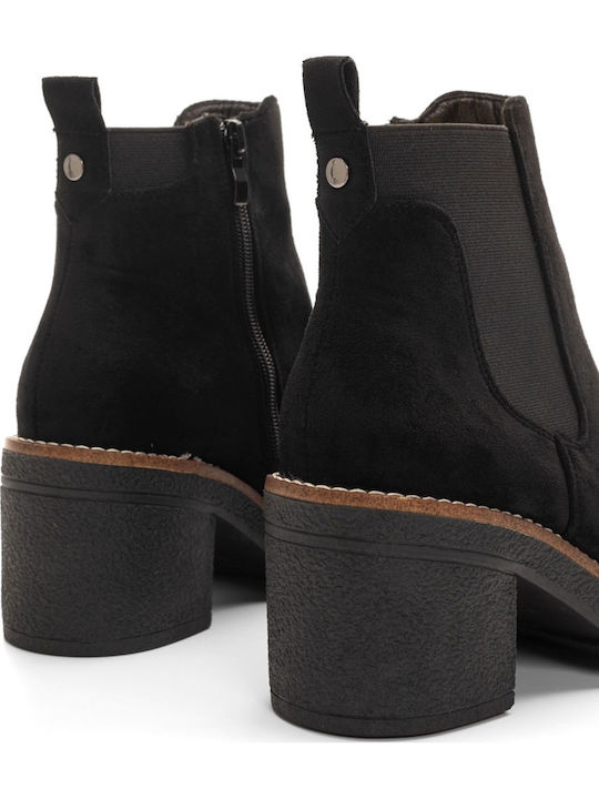 Suede Γυναικεία Μποτάκια Μαύρα