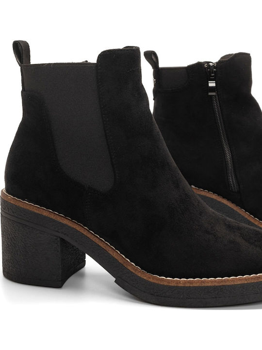 Suede Γυναικεία Μποτάκια Μαύρα