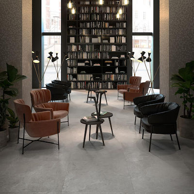 Lithos Floor Interior Matte Ceramic Tile 90x90cm Gray
