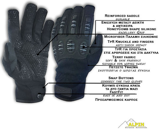 Alpin Military Gloves in Black Color