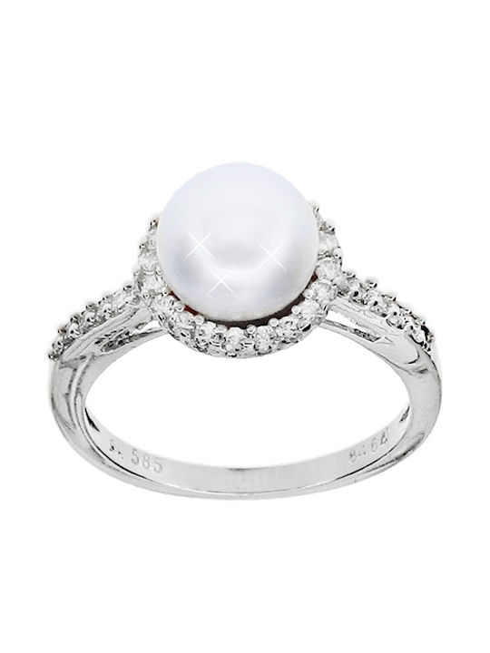 Xrisokosmima Women's White Gold Ring with Pearl 14K