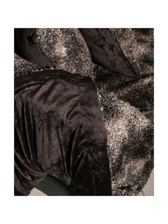 Silk Fashion Dekorativer Kissenbezug Astrakan aus Pelz Brown 45x45cm.
