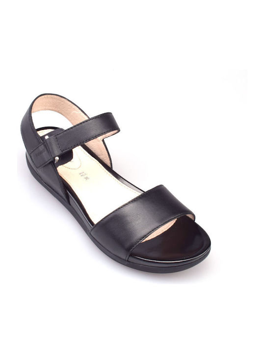 Eve 1 Leather Women's Flat Sandals Flatforms in Black Color