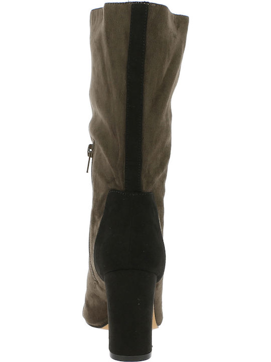 18.107.C9880A Suede Women's Ankle Boots with High Heel Brown