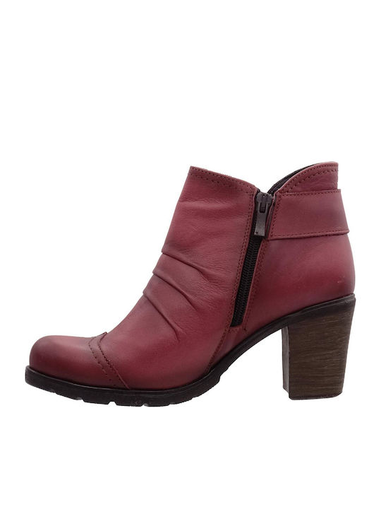 60341 Leder Stiefeletten Damen Burgundisch