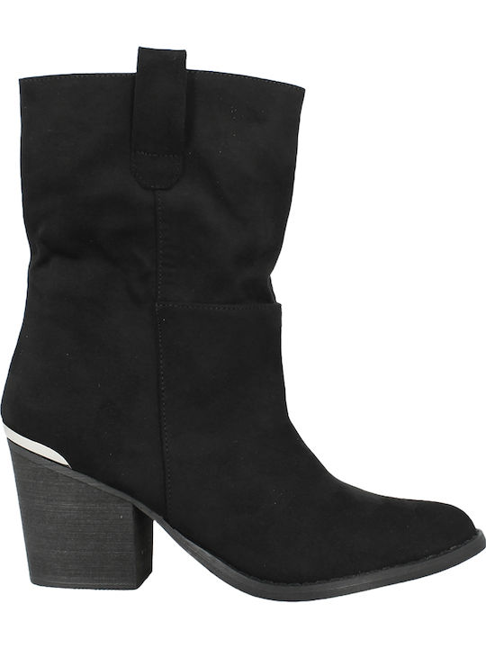 18.107.C9759 Suede Women's Ankle Boots with Medium Heel Black