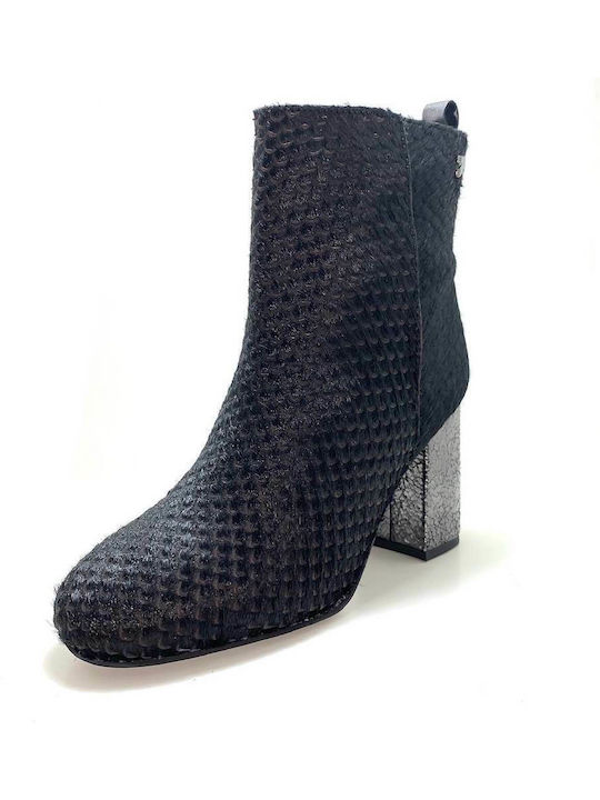 46237 Leder Stiefeletten Damen Schwarz 46237