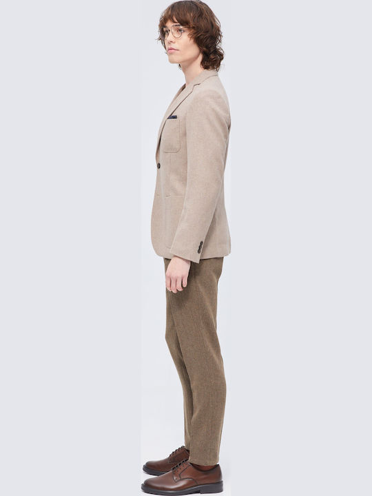 Men's Winter Suit Jacket Slim Fit Brown