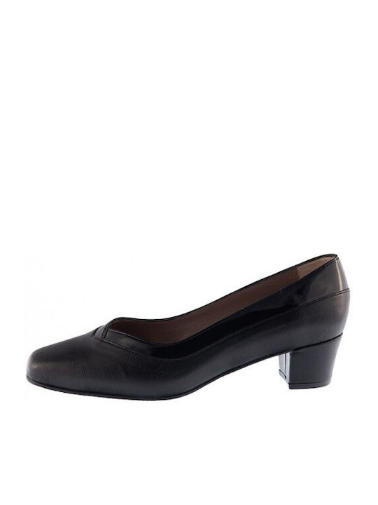 Milaneza Leather Black Low Heels Black