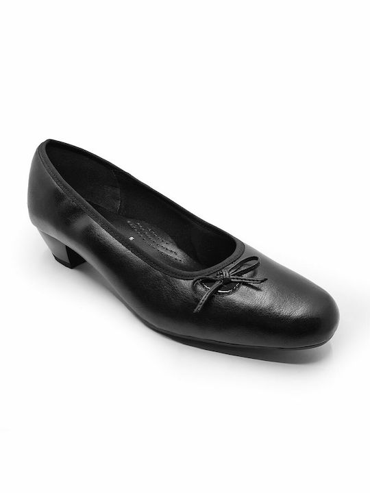 Emanuele Anatomic Leather Black Low Heels Β322